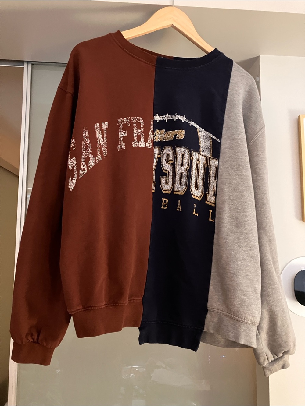 Urban Outfitters Brown Navy Gray Colorblock Crewneck Sweatshirt